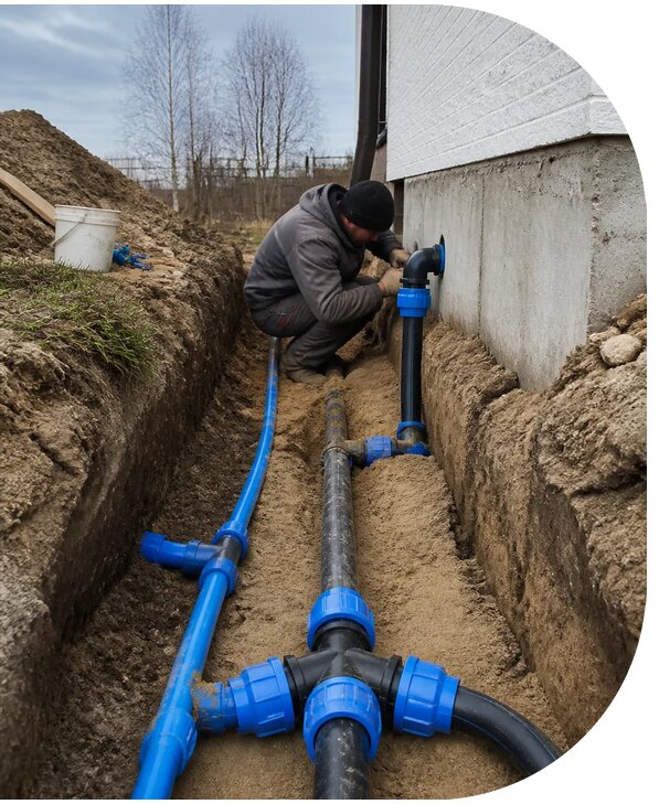 Монтаж наружного водопровода на участке под ключ в Дзержинске